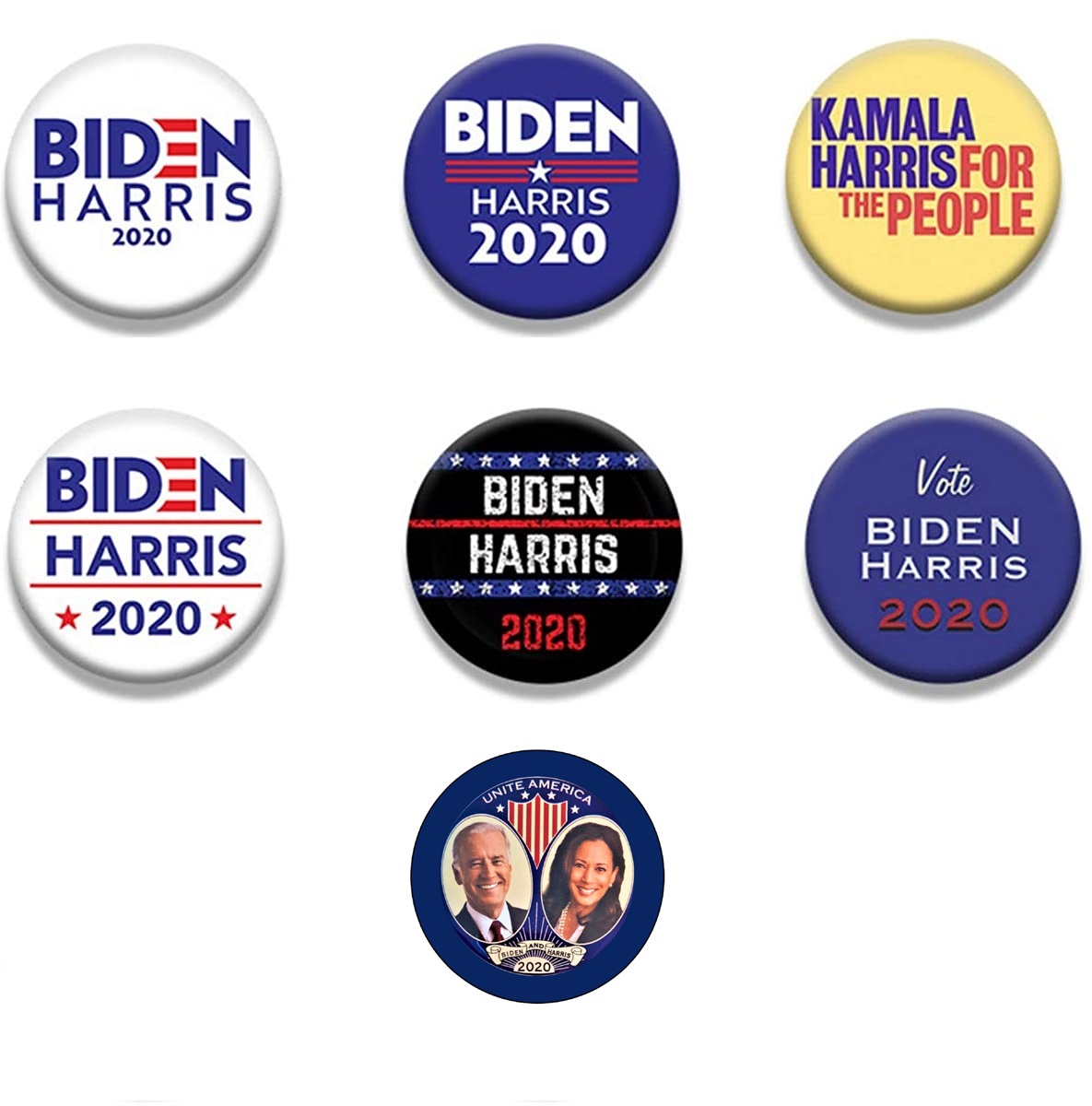 HARRIS-SE-013-X4 Kamala Harris For President 2020 Set of 4 Campaign Buttons 